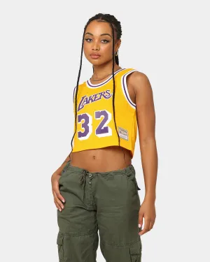 Mitchell & Ness Women's Los Angeles Lakers Earvin Magic Johnson #32 NBA Cropped Jersey Yellow/Purple