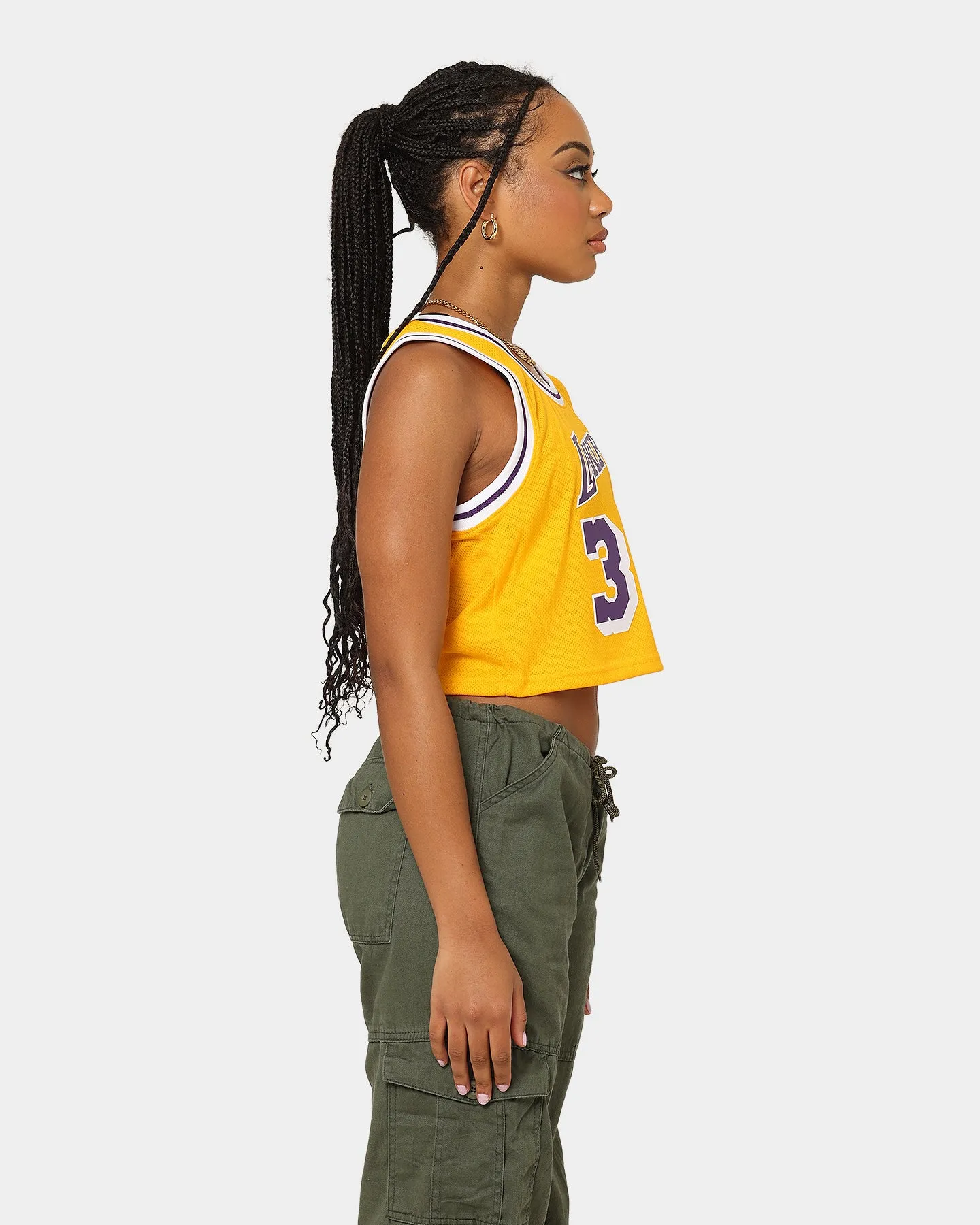 Mitchell & Ness Women's Los Angeles Lakers Earvin Magic Johnson #32 NBA Cropped Jersey Yellow/Purple