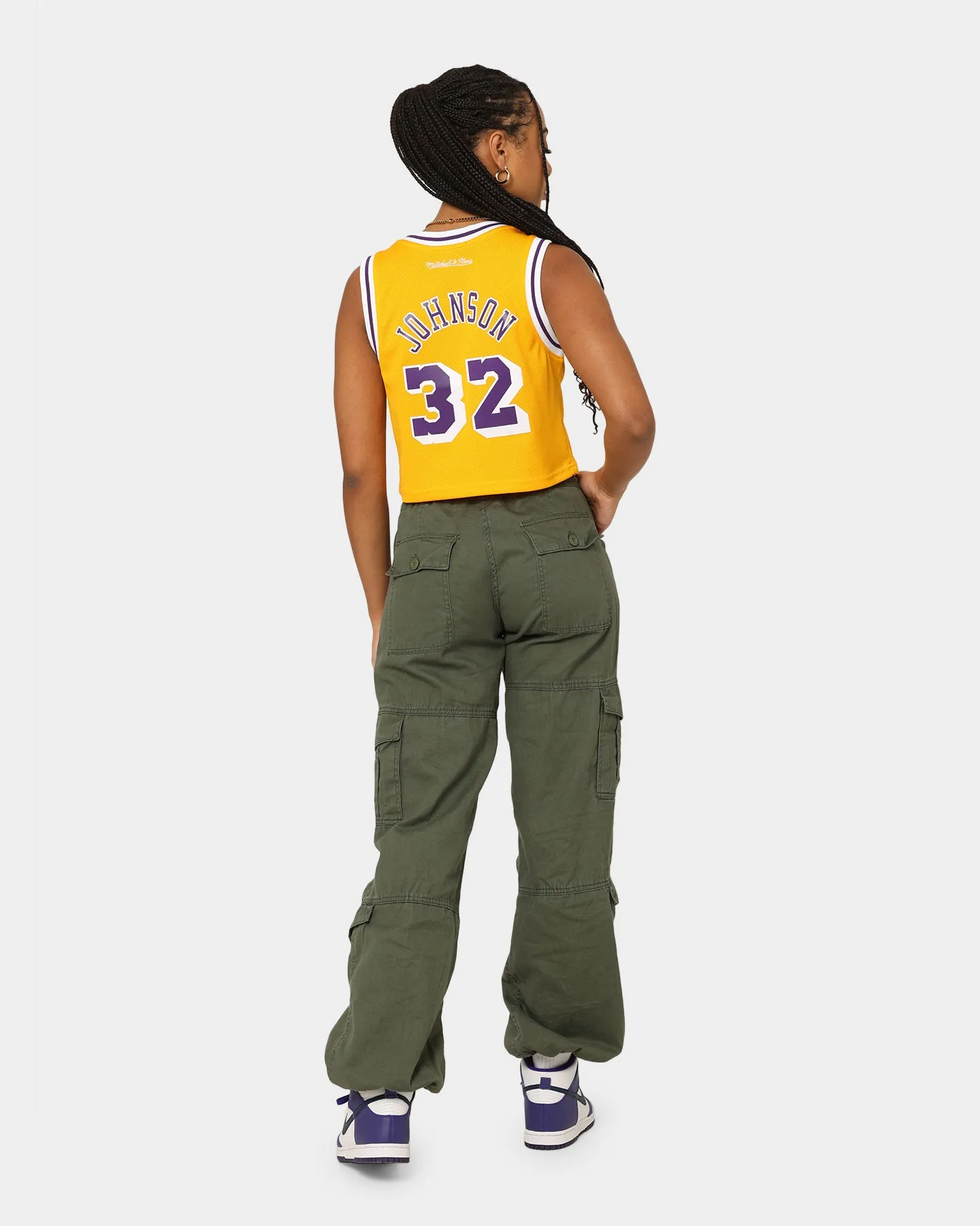 Mitchell & Ness Women's Los Angeles Lakers Earvin Magic Johnson #32 NBA Cropped Jersey Yellow/Purple