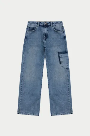 MULTI POCKET WASHED JEAN - BLUE WASH