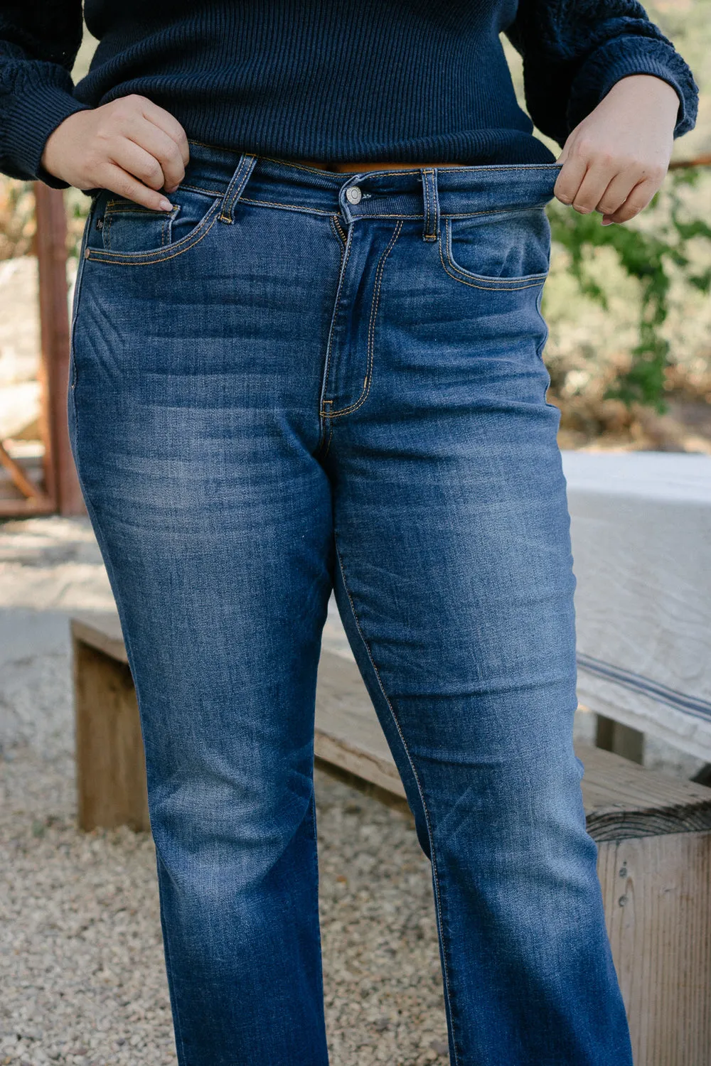 Natalie Mid Rise Non-Distressed Hem Bootcut Jeans - PLUS