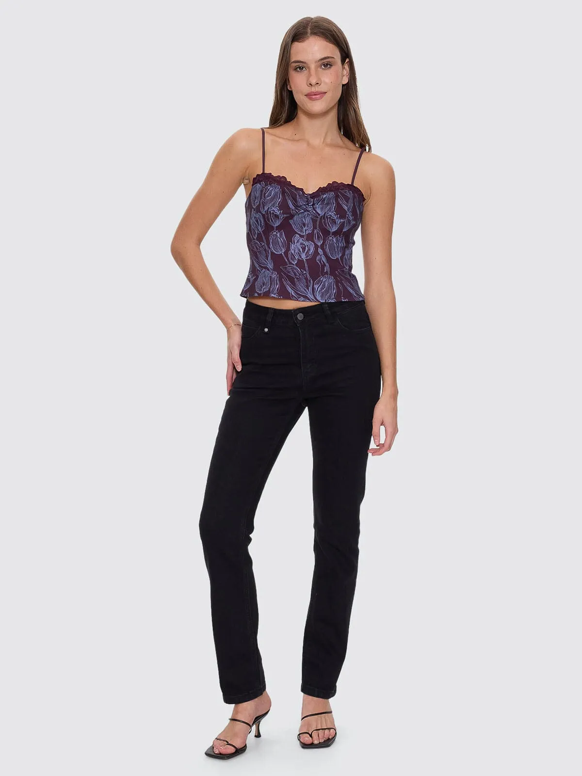 Nicole High Rise Stretch Straight Jean  - Black Rinse