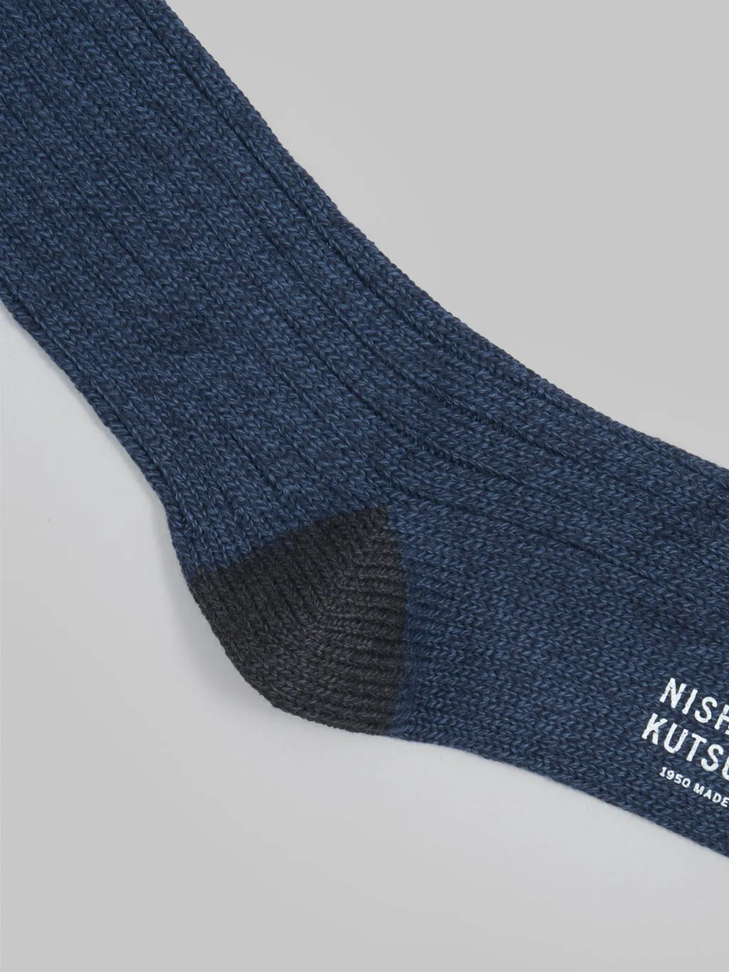 Nishiguchi Kutsushita Luxurious Cotton Ribbed Socks Denim