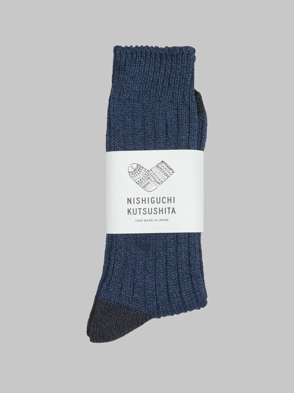 Nishiguchi Kutsushita Luxurious Cotton Ribbed Socks Denim