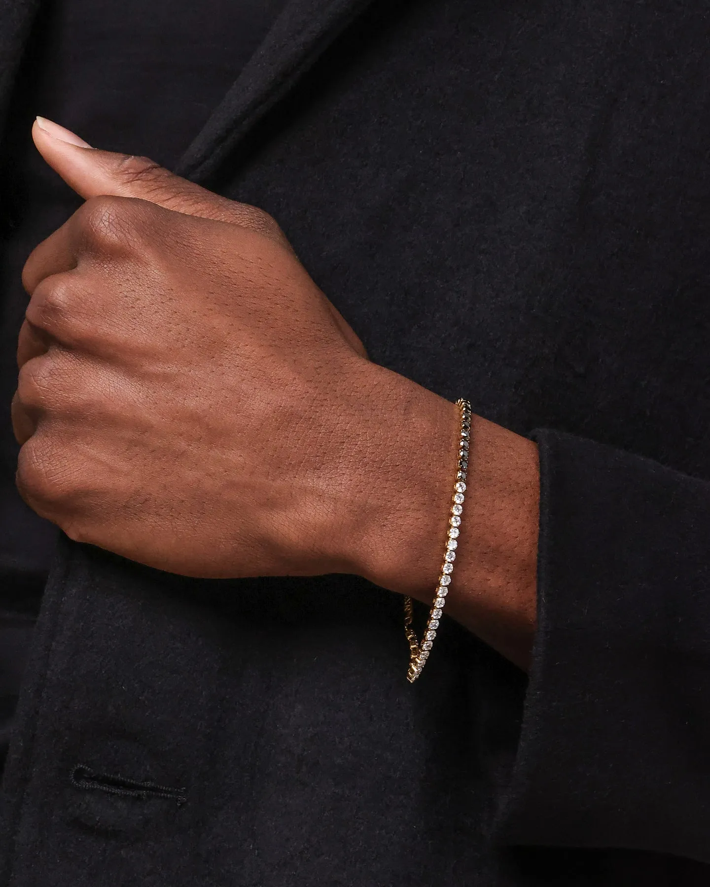 NXS 3mm Tennis Gradient Bracelet Black/White