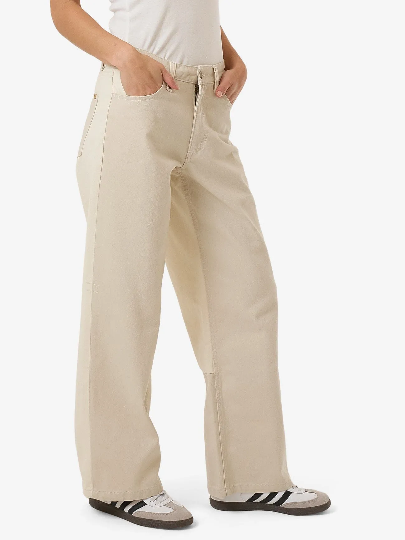 Pieces Billie Low Rise Baggy Jean - Alabaster