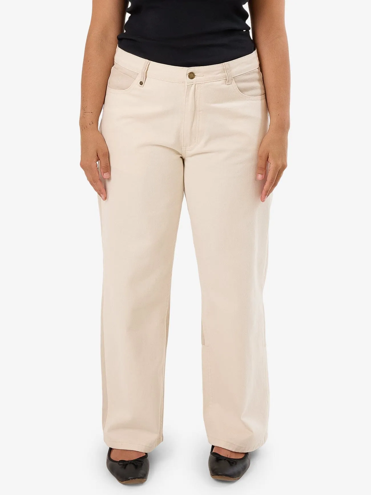 Pieces Billie Low Rise Baggy Jean - Alabaster