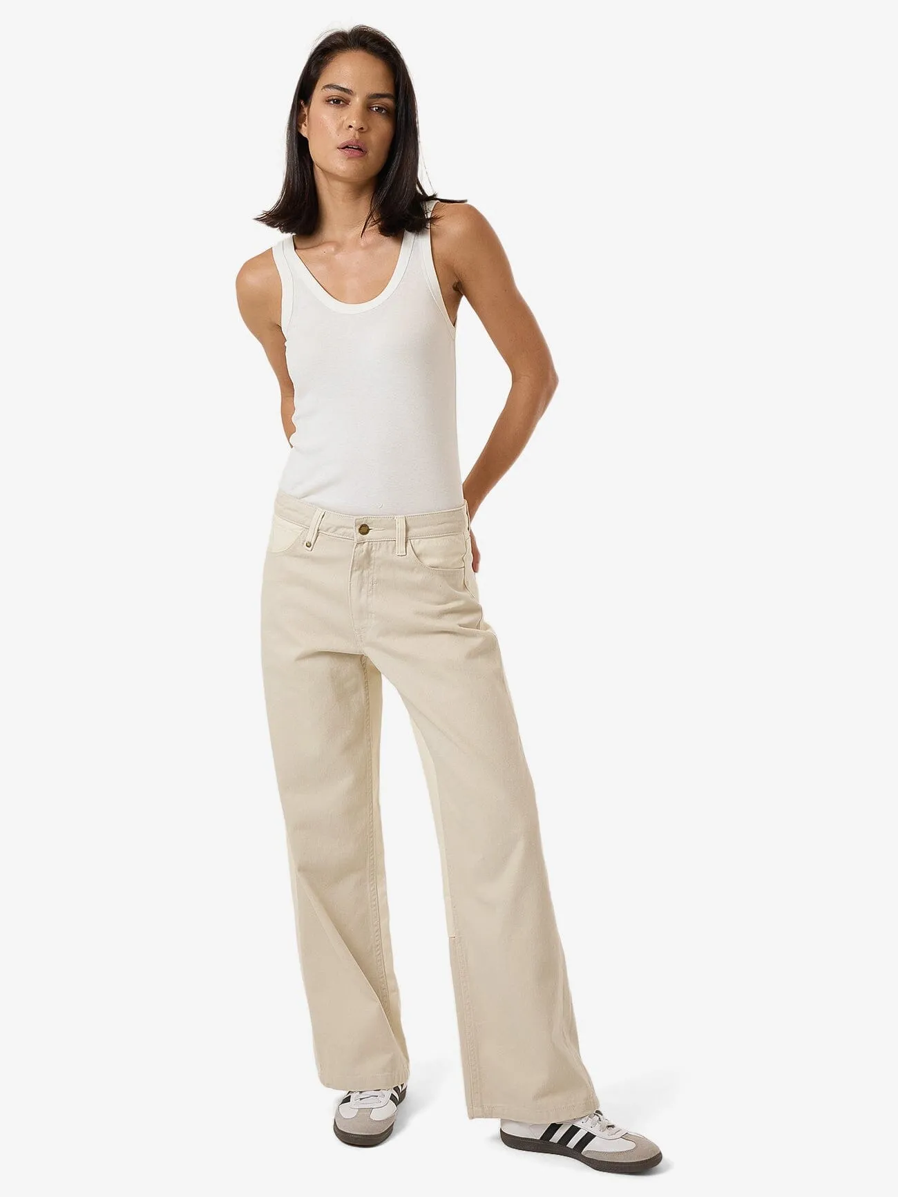 Pieces Billie Low Rise Baggy Jean - Alabaster