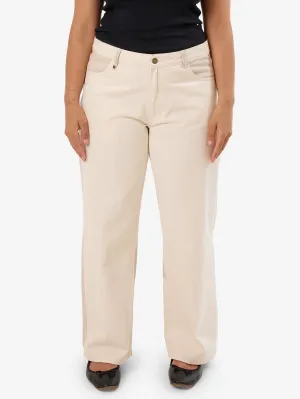 Pieces Billie Low Rise Baggy Jean - Alabaster