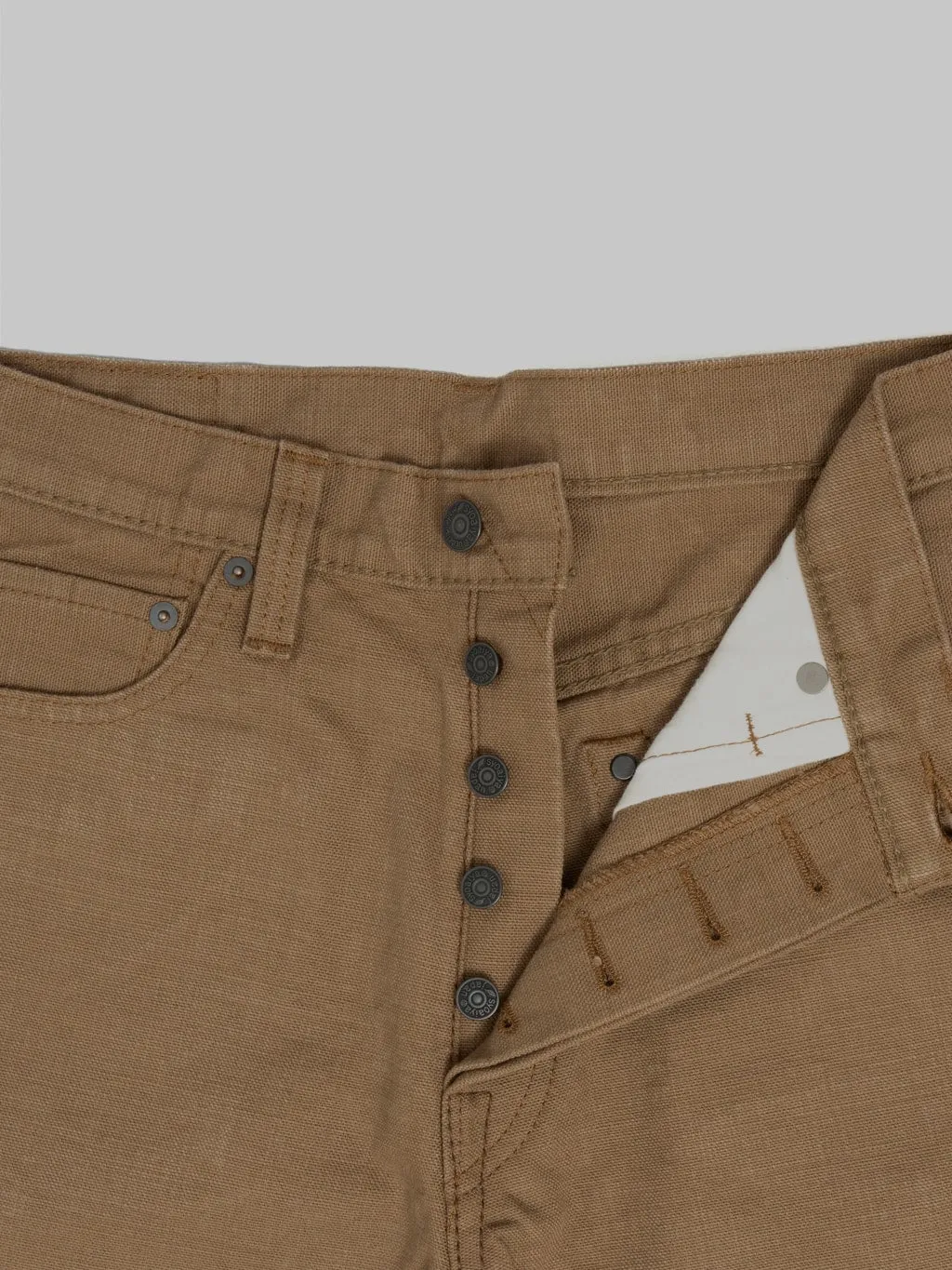 Pure Blue Japan 1175-KH 13.5oz Duck Canvas Relaxed Tapered Pants Khaki