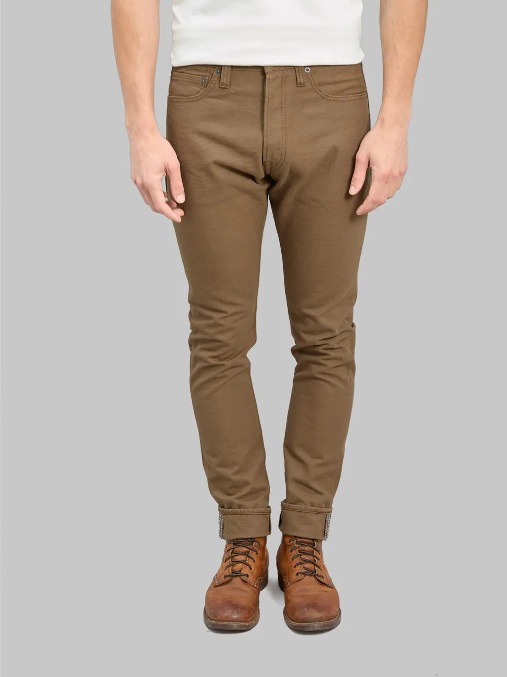 Pure Blue Japan 1175-KH 13.5oz Duck Canvas Relaxed Tapered Pants Khaki