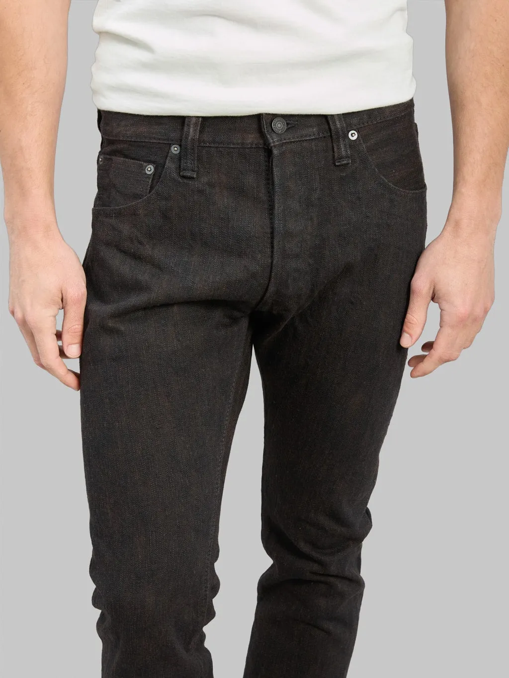 Pure Blue Japan PER-EX-019-BK 15oz Black x Persimmon Extra Slub Relaxed Tapered Jeans