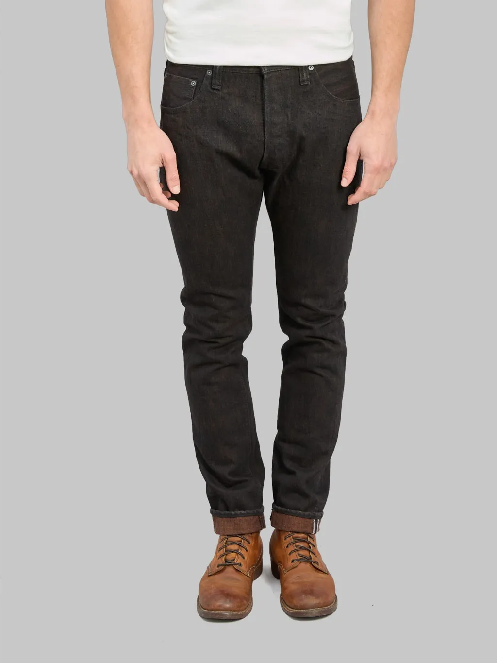 Pure Blue Japan PER-EX-019-BK 15oz Black x Persimmon Extra Slub Relaxed Tapered Jeans