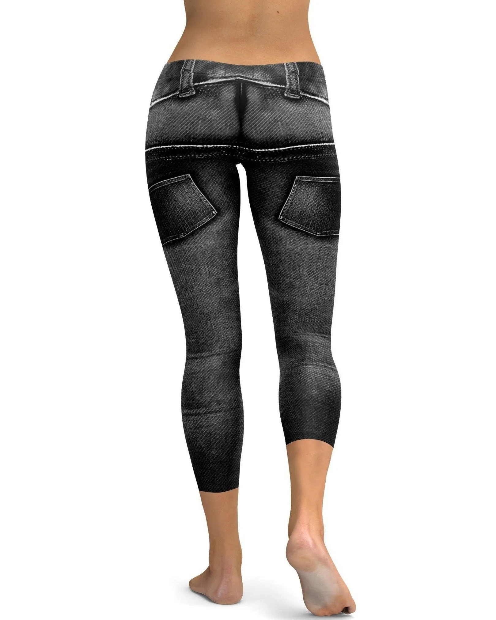 Realistic Black Denim Jeans Capris