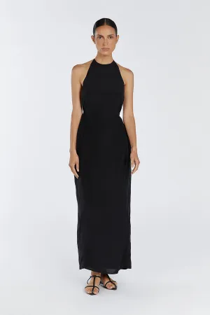 SARAH BLACK HALTER MIDI DRESS