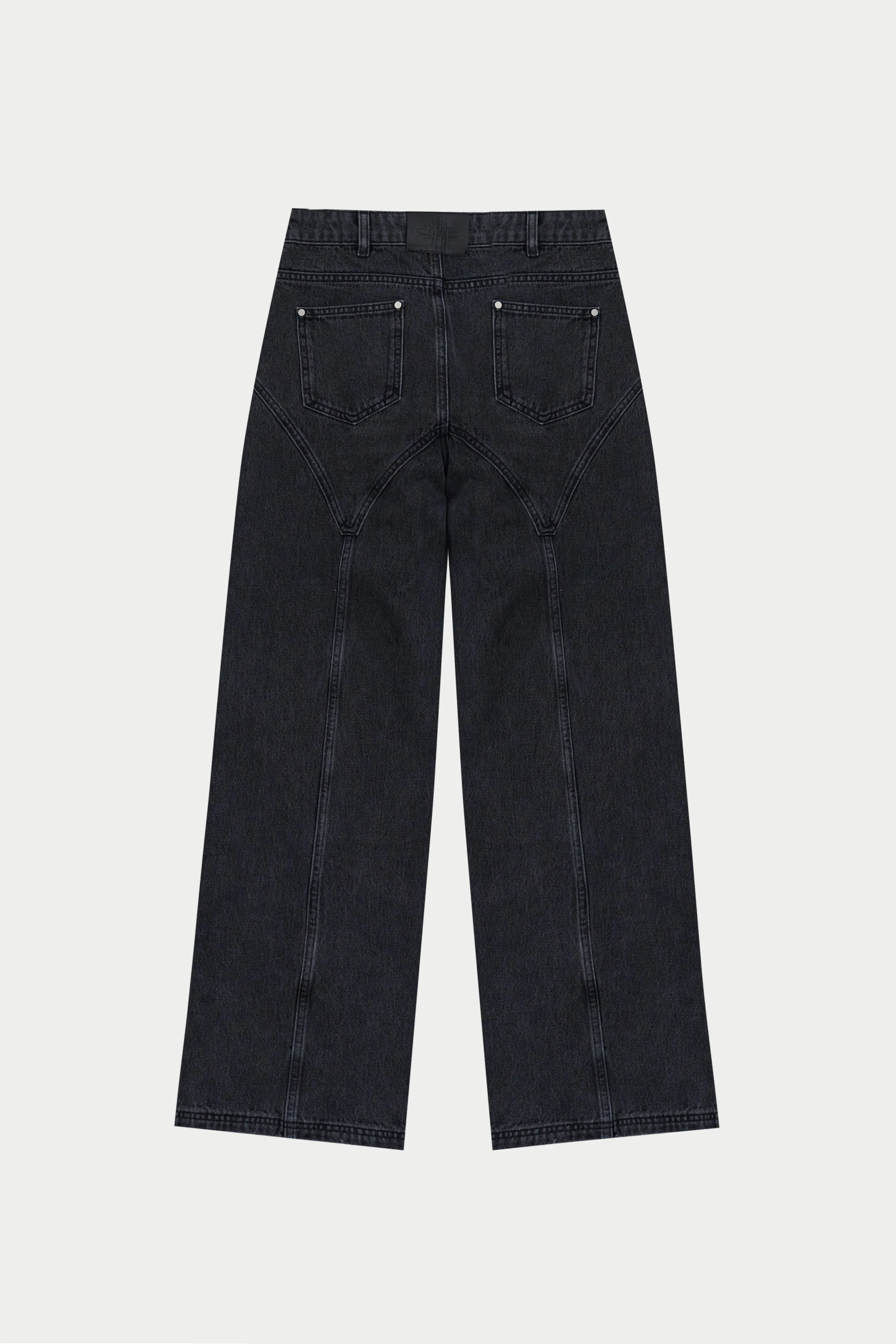 SEAM DETAIL WASHED JEANS - BLACK WASH