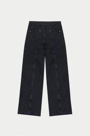 SEAM DETAIL WASHED JEANS - BLACK WASH
