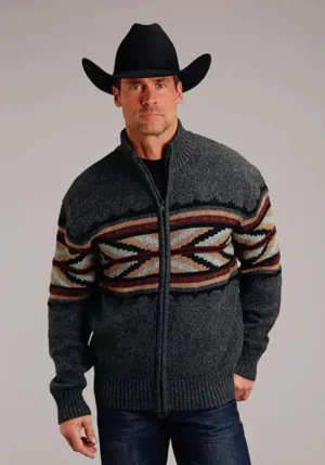 Stetson Arrow Boarder (Grey) - Men's Wool Blended Sweater