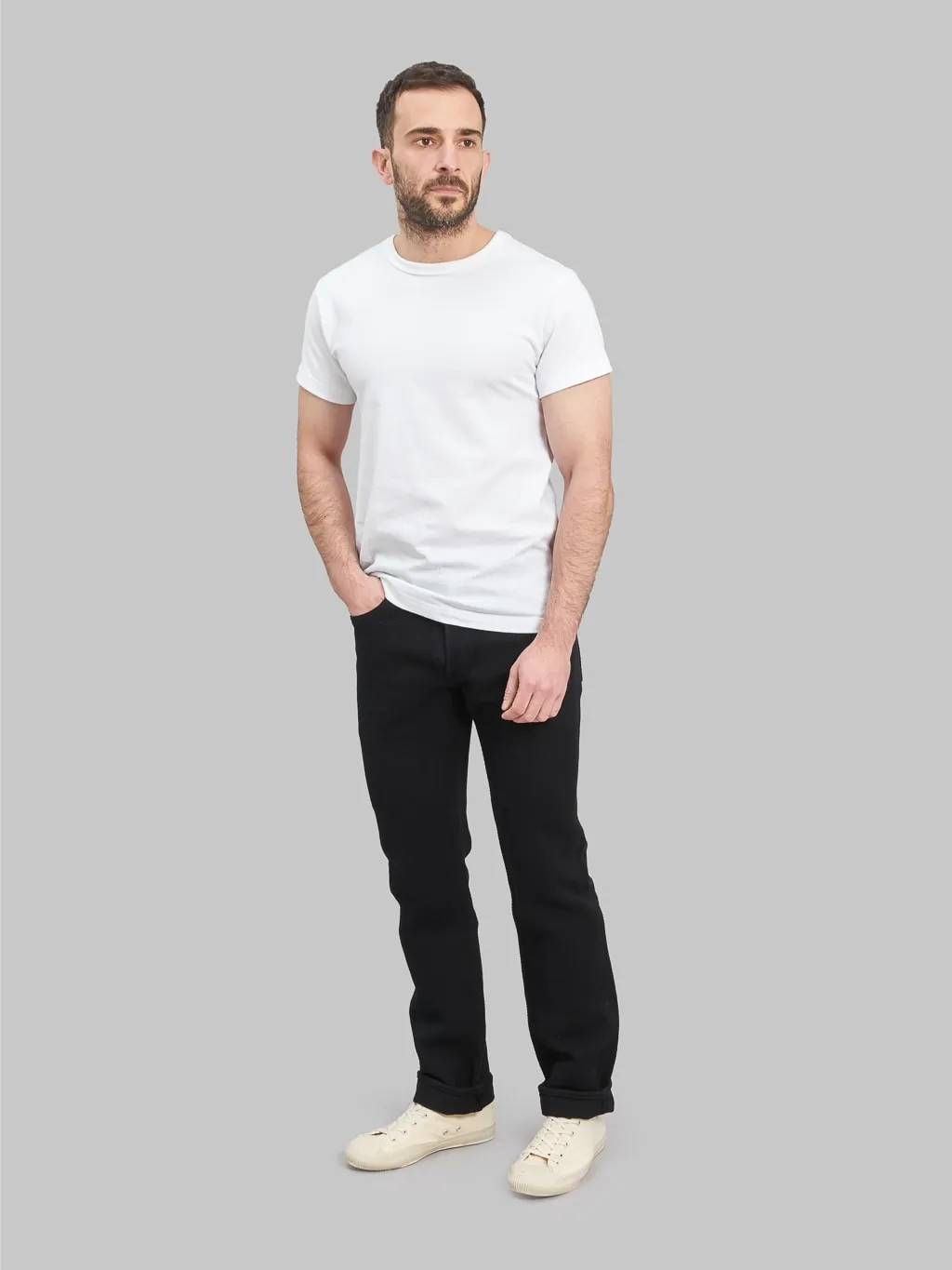Studio D'Artisan SD1877 Kurozome Black 14oz Sashiko Slim Straight Jeans