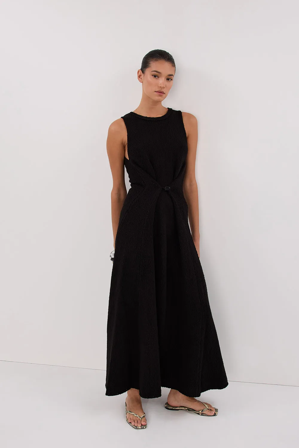 SUE BLACK KNIT MAXI DRESS