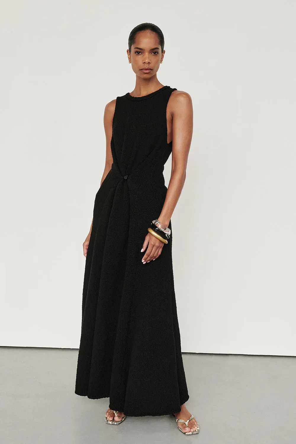 SUE BLACK KNIT MAXI DRESS