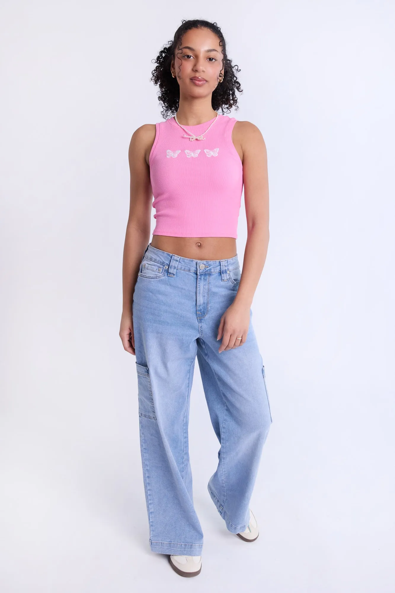 Super High Rise Wide Leg Cargo Jeans