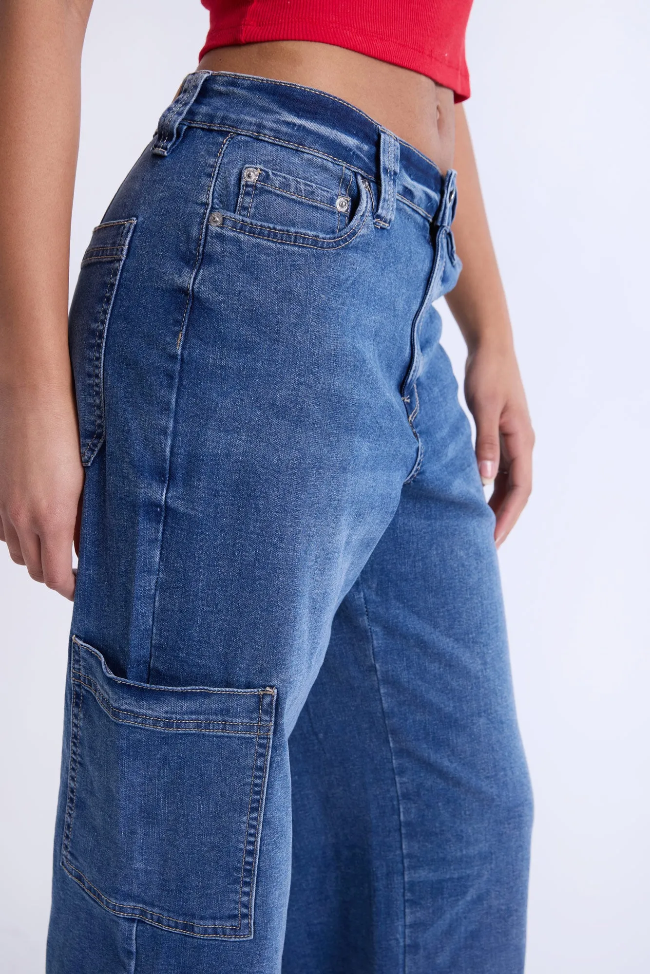 Super High Rise Wide Leg Cargo Jeans