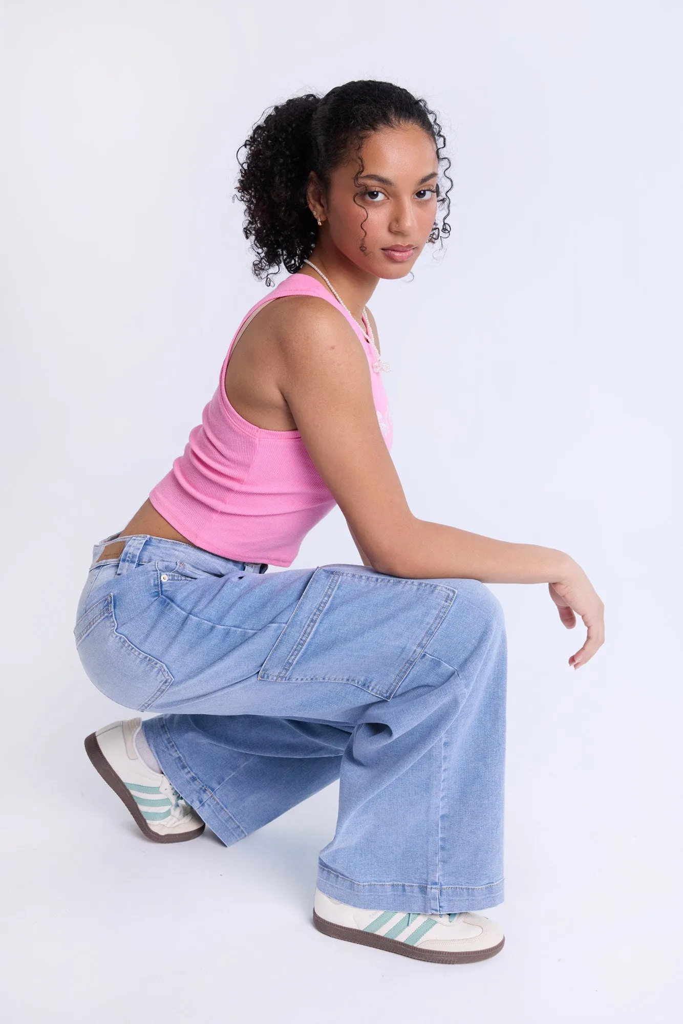 Super High Rise Wide Leg Cargo Jeans