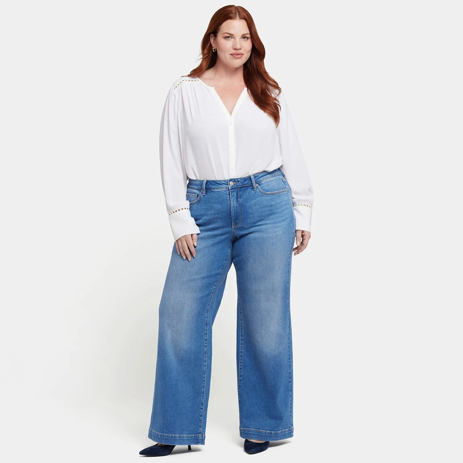 Teresa Wide Leg Jeans In Plus Size - Water Canyon
