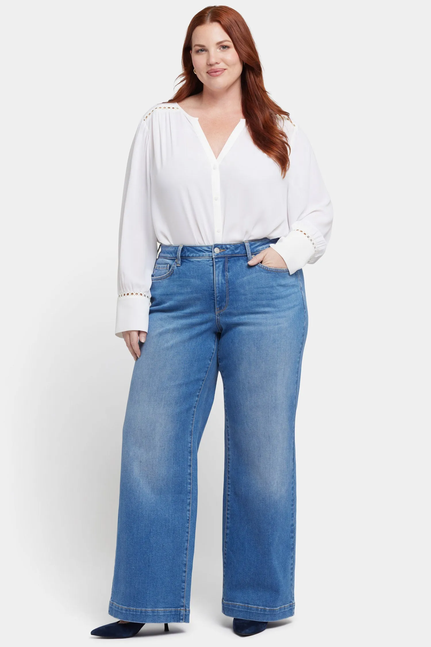 Teresa Wide Leg Jeans In Plus Size - Water Canyon