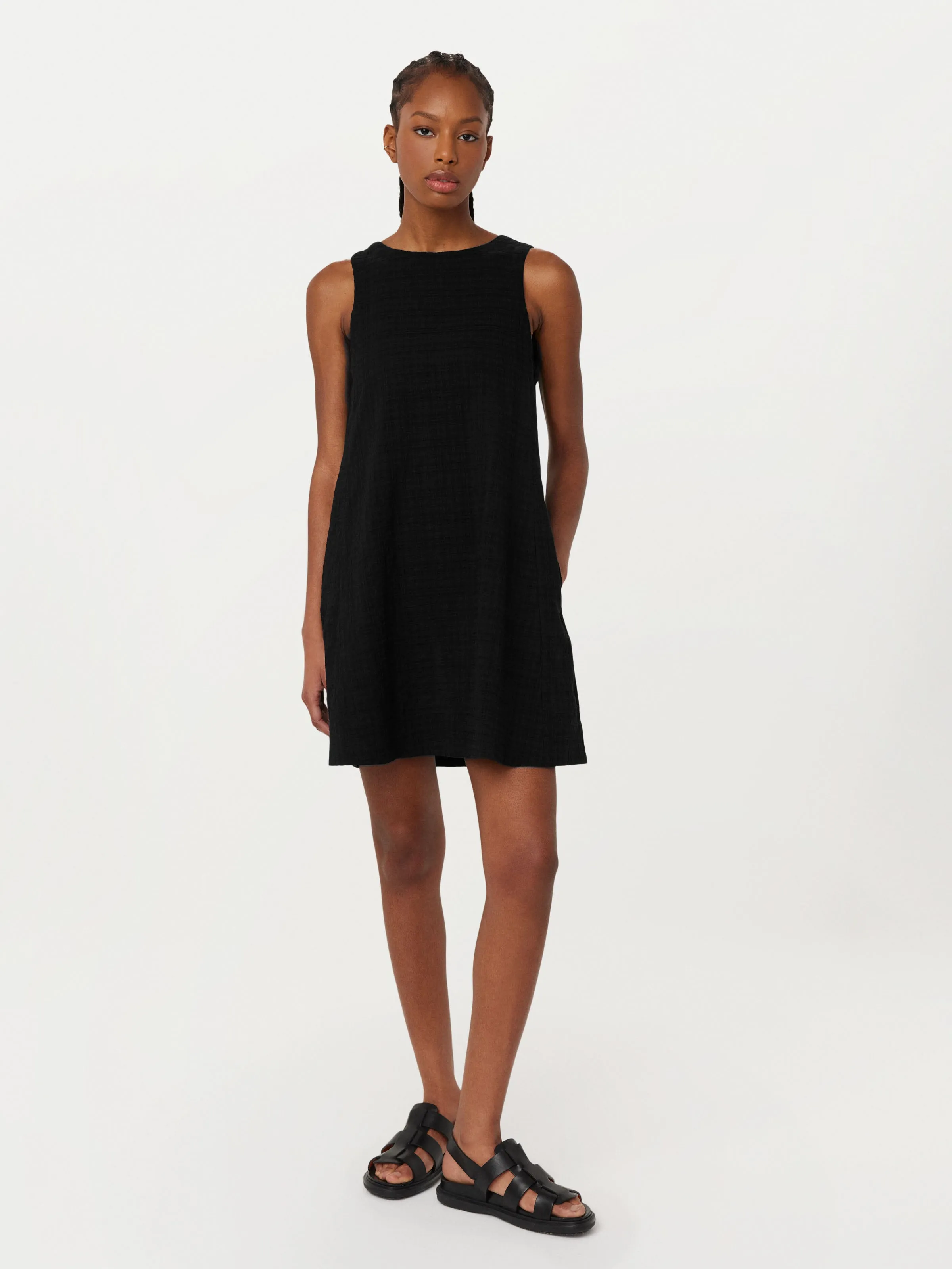 The Seersucker Shift Dress in Black