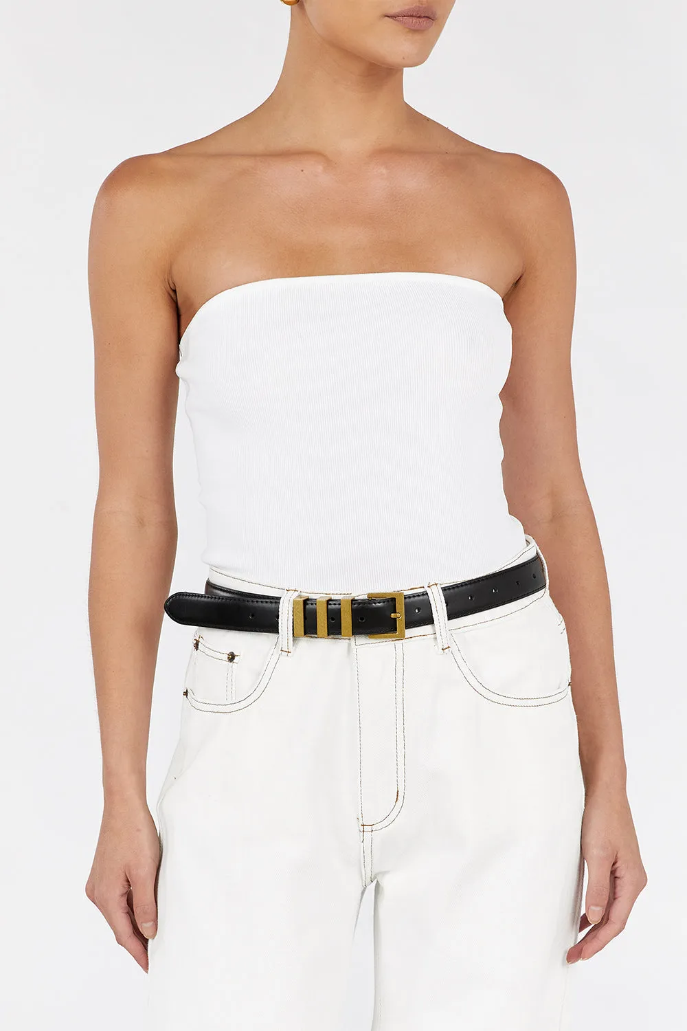 TOBIAS BLACK LEATHER BELT