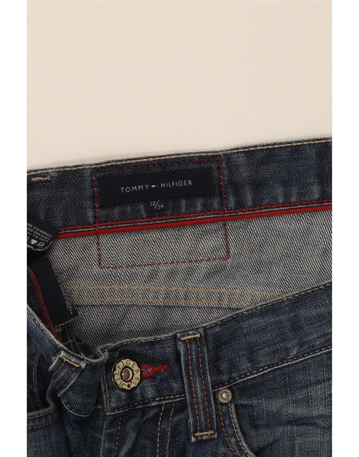 TOMMY HILFIGER Mens Straight Jeans W32 L34 Blue Cotton