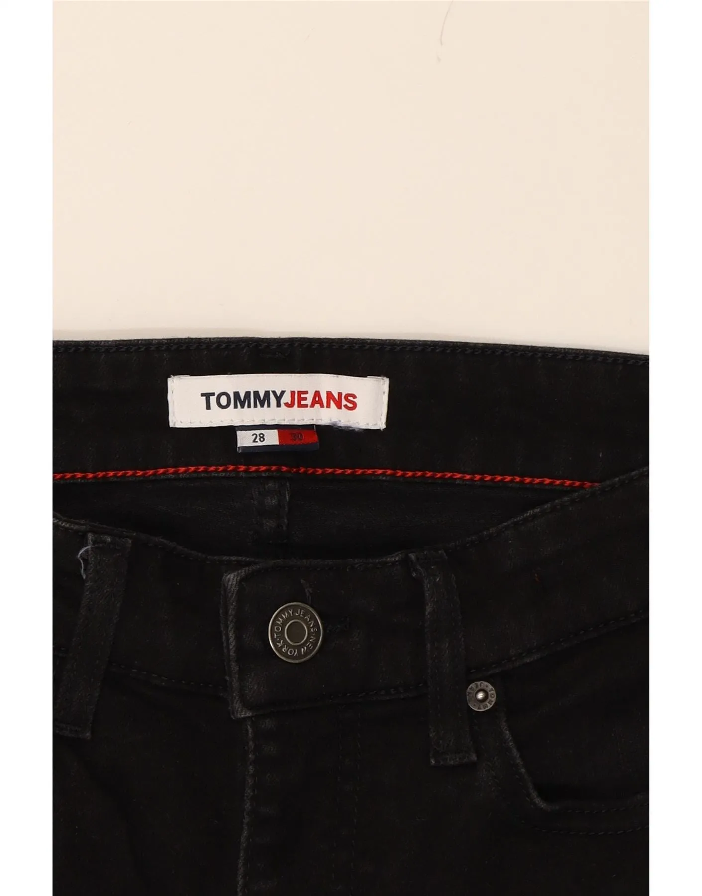 TOMMY HILFIGER Womens Slim Jeans W28 L30 Black Cotton