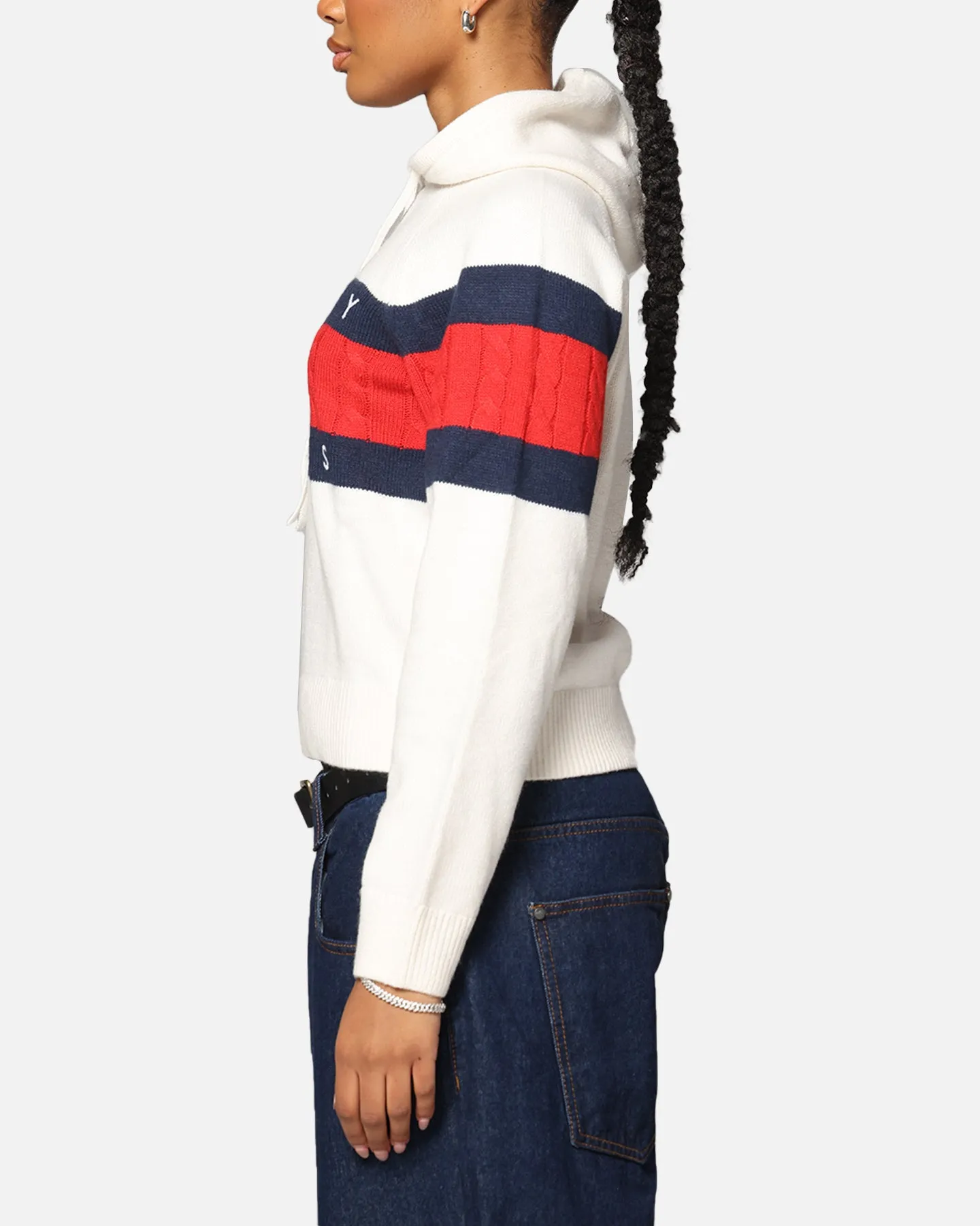 Tommy Jeans Women's TJW Center Flag Hoodie Sweater Ancient White