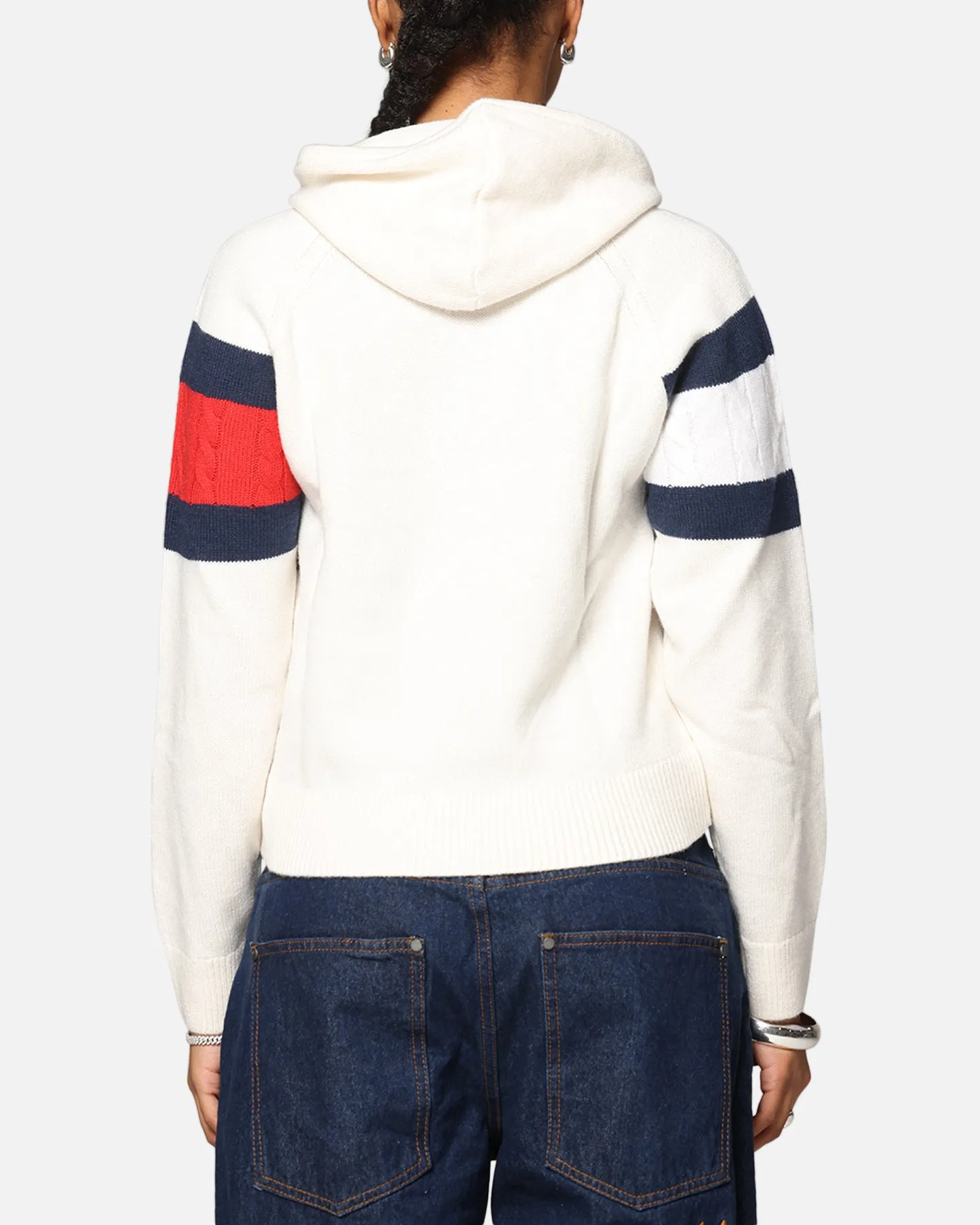 Tommy Jeans Women's TJW Center Flag Hoodie Sweater Ancient White