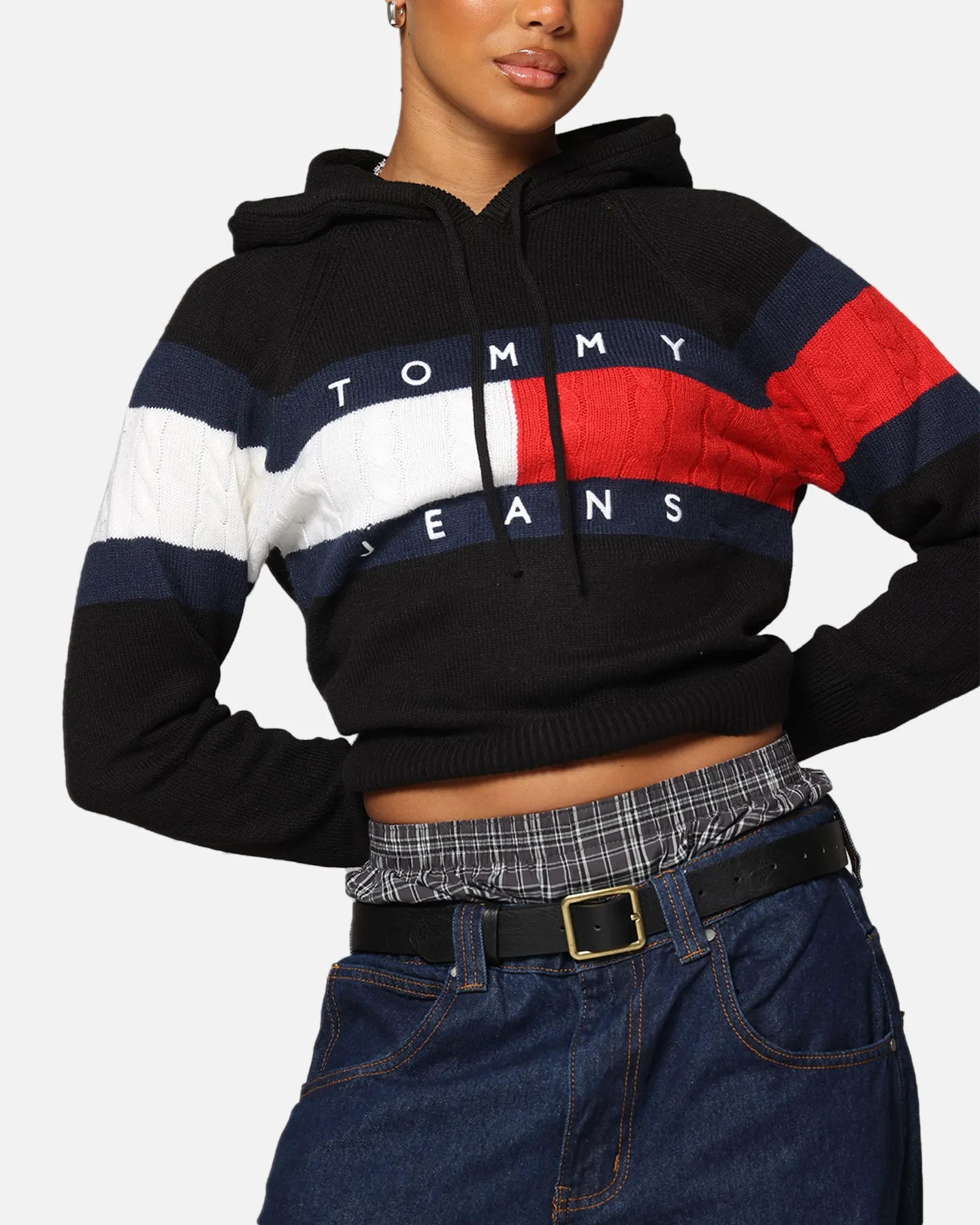Tommy Jeans Women's TJW Center Flag Hoodie Sweater Black