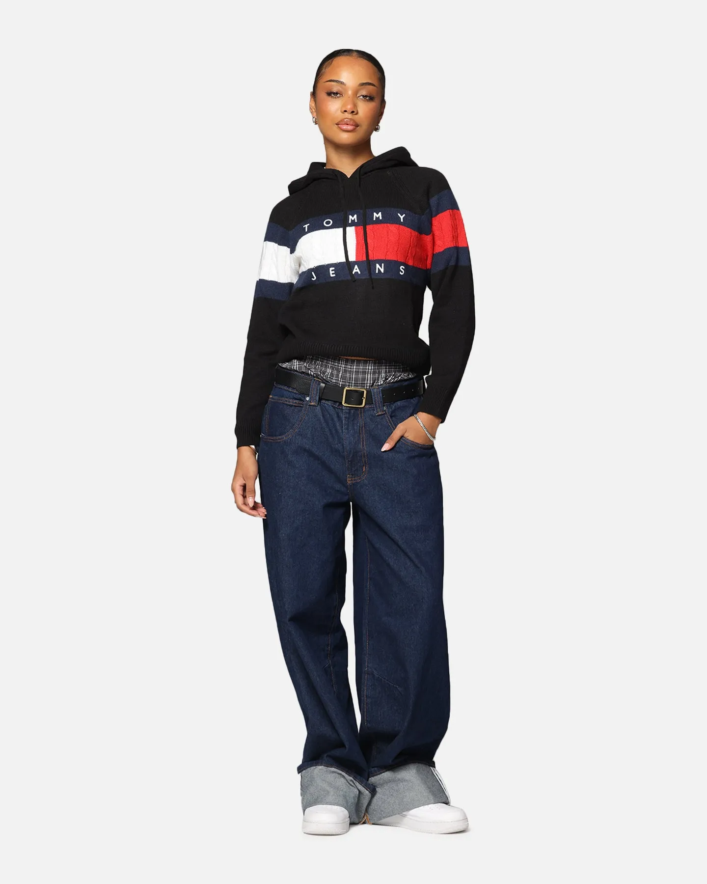 Tommy Jeans Women's TJW Center Flag Hoodie Sweater Black