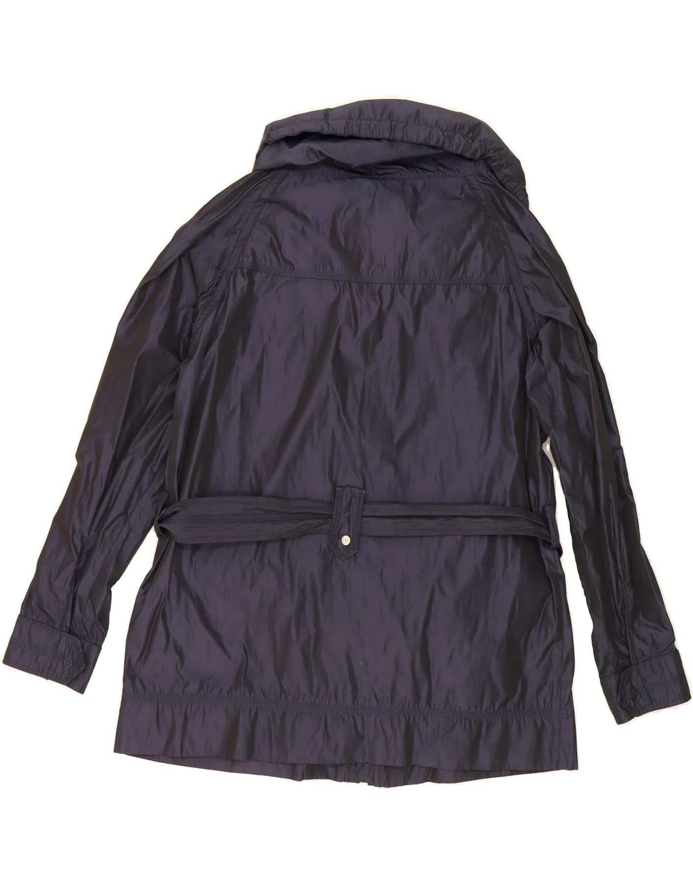 TRUSSARDI JEANS Womens Rain Jacket IT 44 Medium Navy Blue Polyester