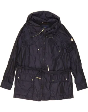 TRUSSARDI JEANS Womens Rain Jacket IT 44 Medium Navy Blue Polyester