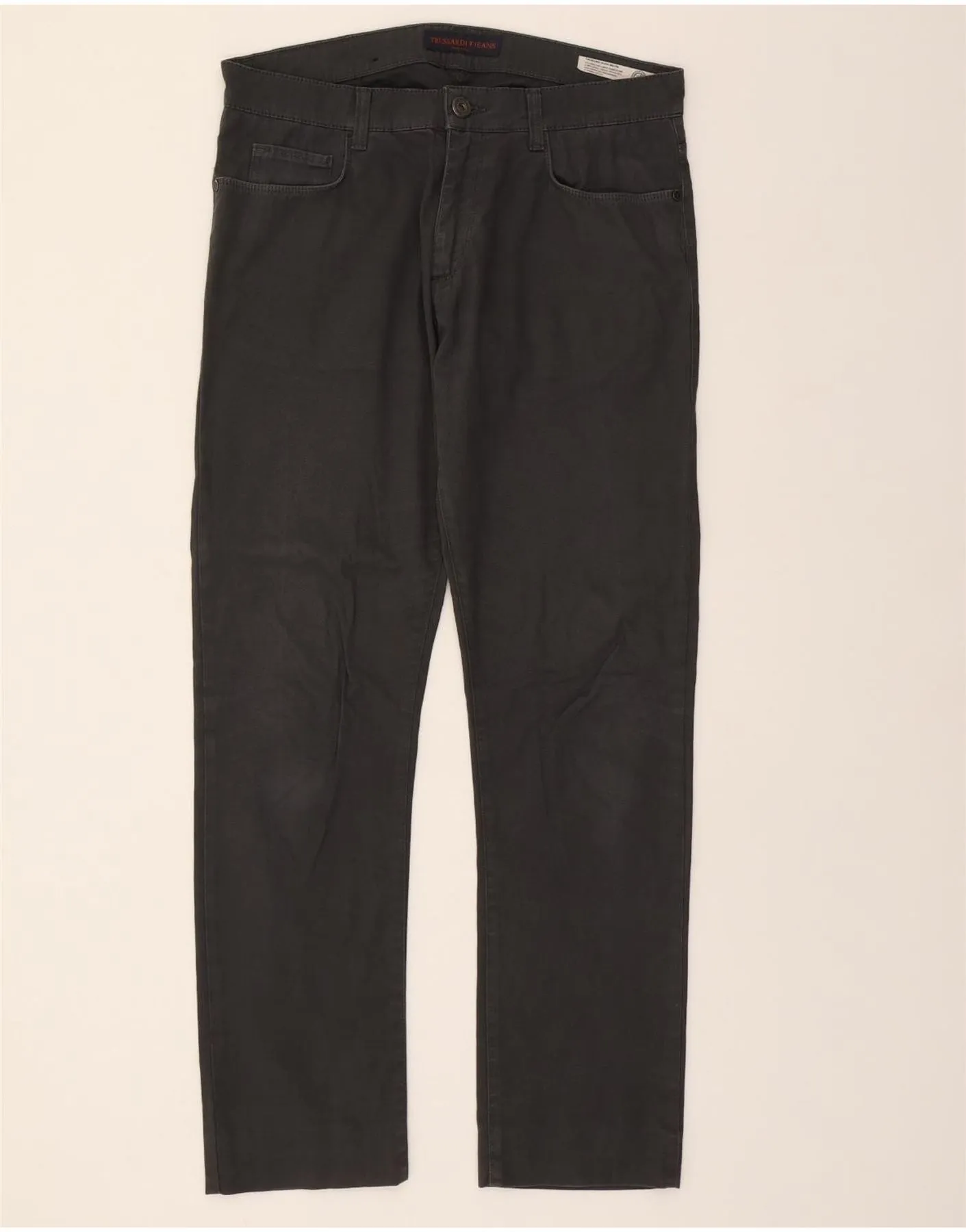 TRUSSARDI Womens Straight Jeans W33 L30 Grey Polyester
