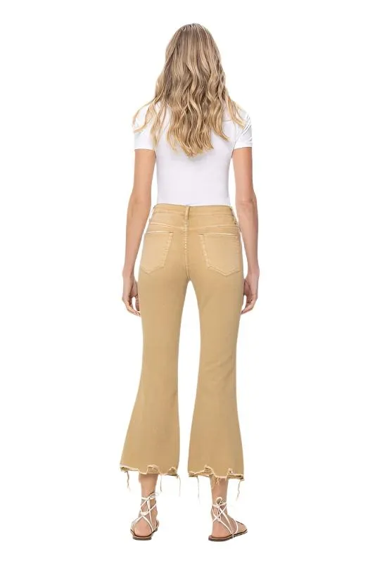 Vintage High Rise Raw Flare Hem Crop Jeans Vervet Flying Monkey