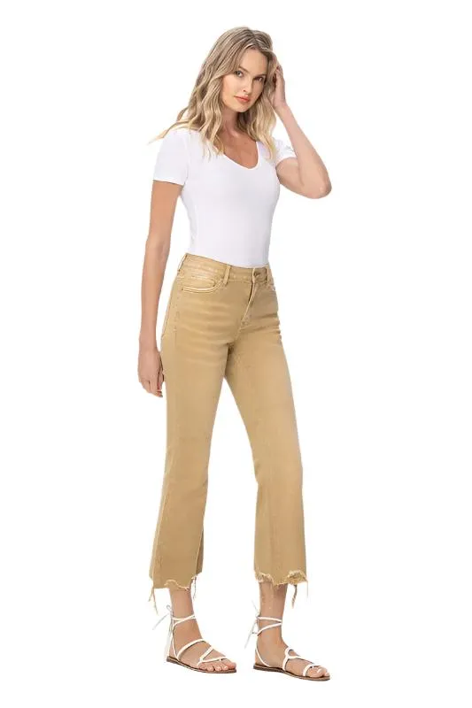 Vintage High Rise Raw Flare Hem Crop Jeans Vervet Flying Monkey