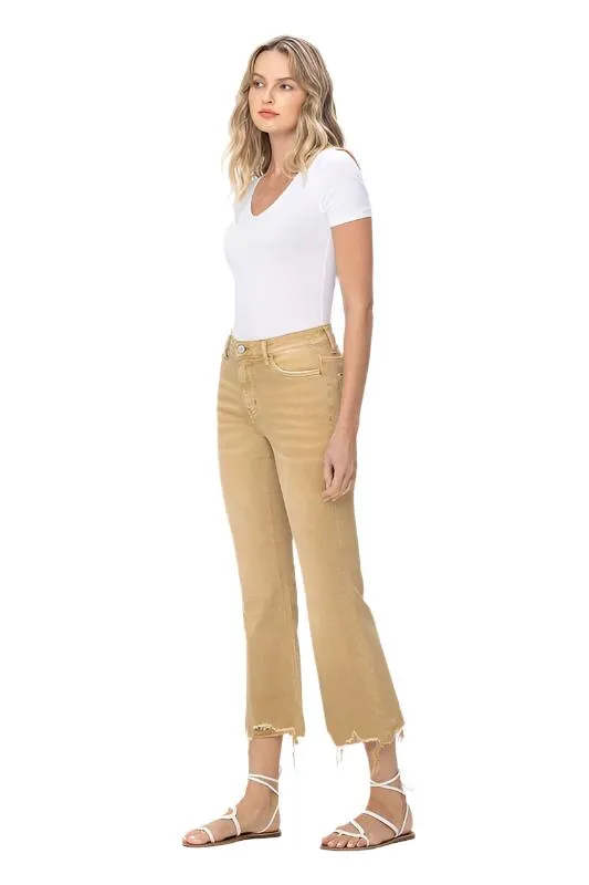 Vintage High Rise Raw Flare Hem Crop Jeans Vervet Flying Monkey
