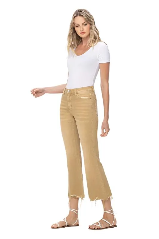 Vintage High Rise Raw Flare Hem Crop Jeans Vervet Flying Monkey