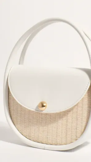 Violetta Woven Circular Mini Bag - Cream