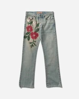 Women's Flower Jeans Blue