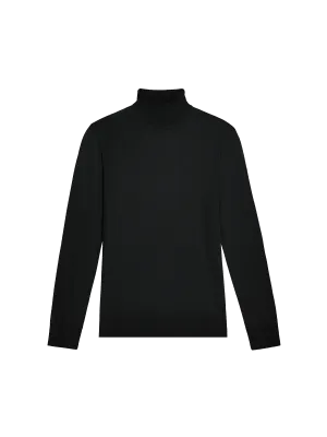 Women’s Regenerative Merino Wool Turtleneck Sweater—black