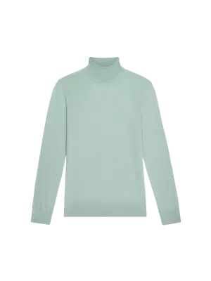Women’s Regenerative Merino Wool Turtleneck Sweater—eucalyptus blue