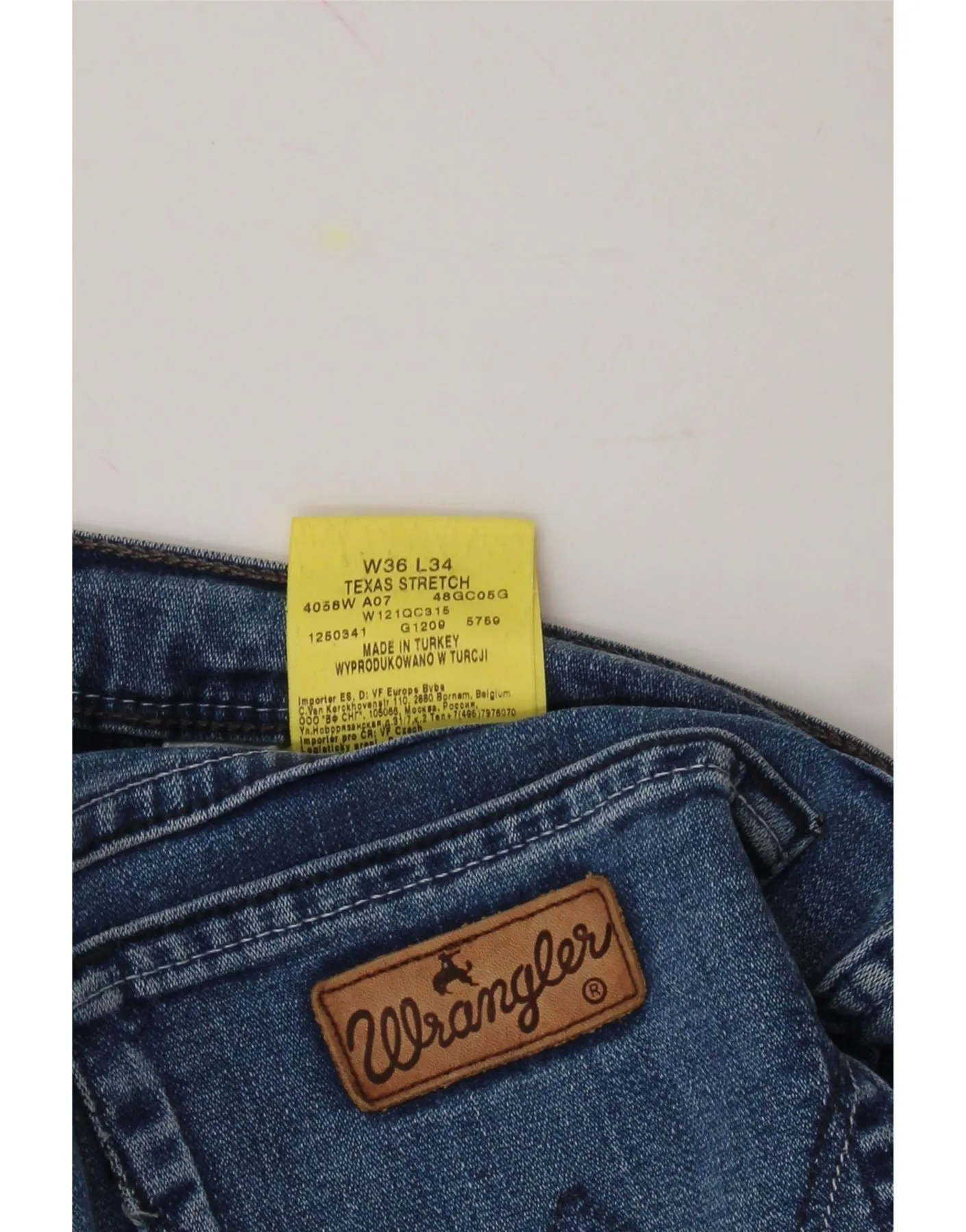 WRANGLER Mens Texas Stretch Straight Jeans W36 L31 Blue Cotton